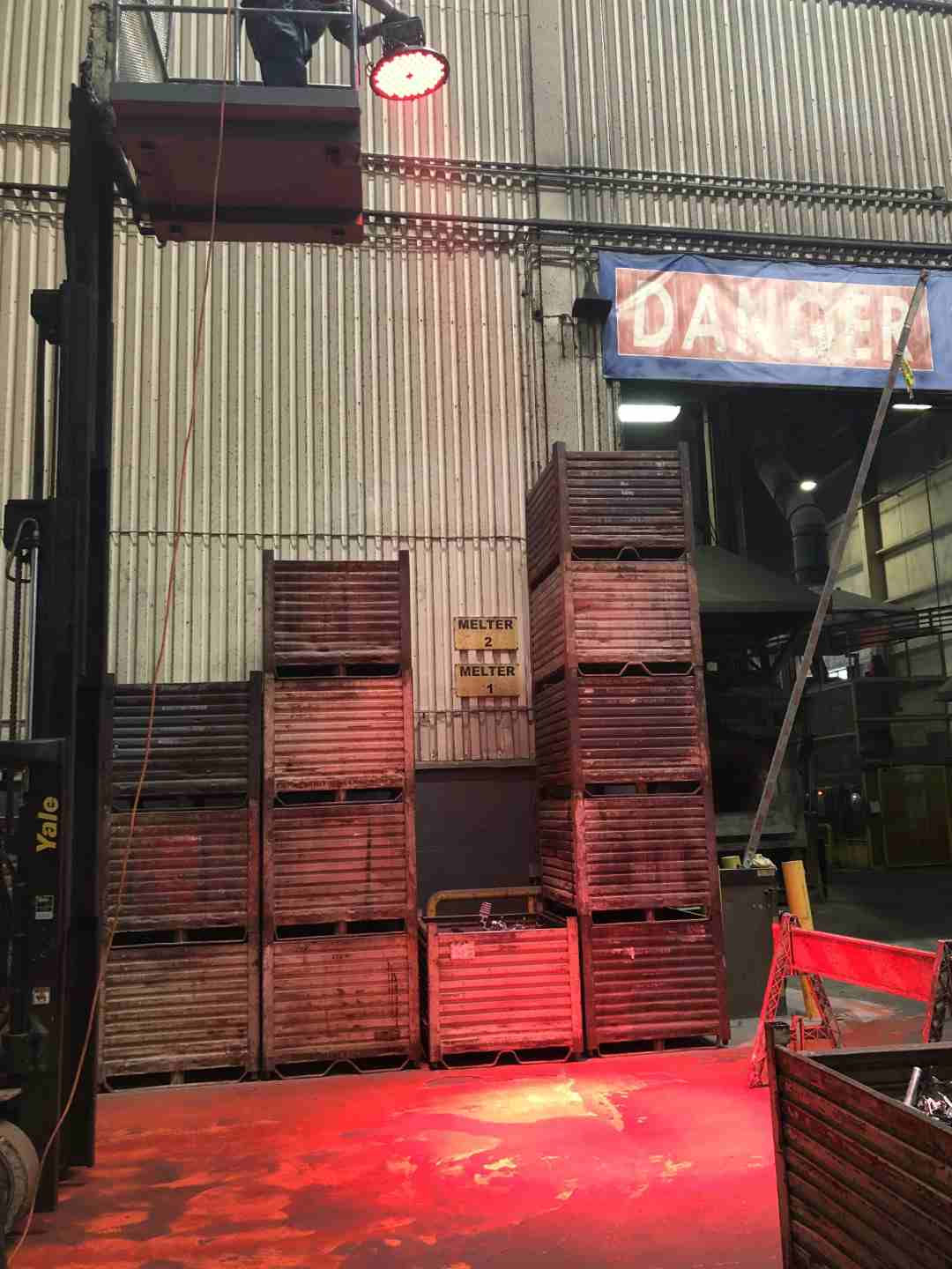 Red Light Projected onto the warehouse floor to mark a safety zone