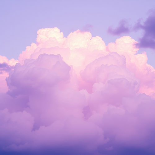 a light purple sky of clouds, fluffy, and surreal, though edgy and street graffiti like .j