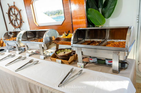 Food on a sunset dinner cruise