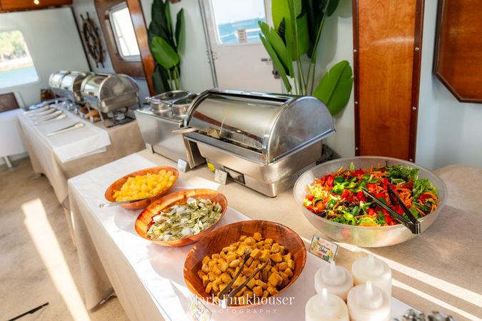 Food on a sunset dinner cruise