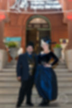 Valentine's Day Gala Emcees Steve Miller and Erin McKenna standing in front of The Custom House museum in Key West - event photography in Florida