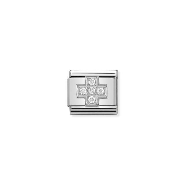 Charm, Composable® Link, Cross in Silver and Stones
