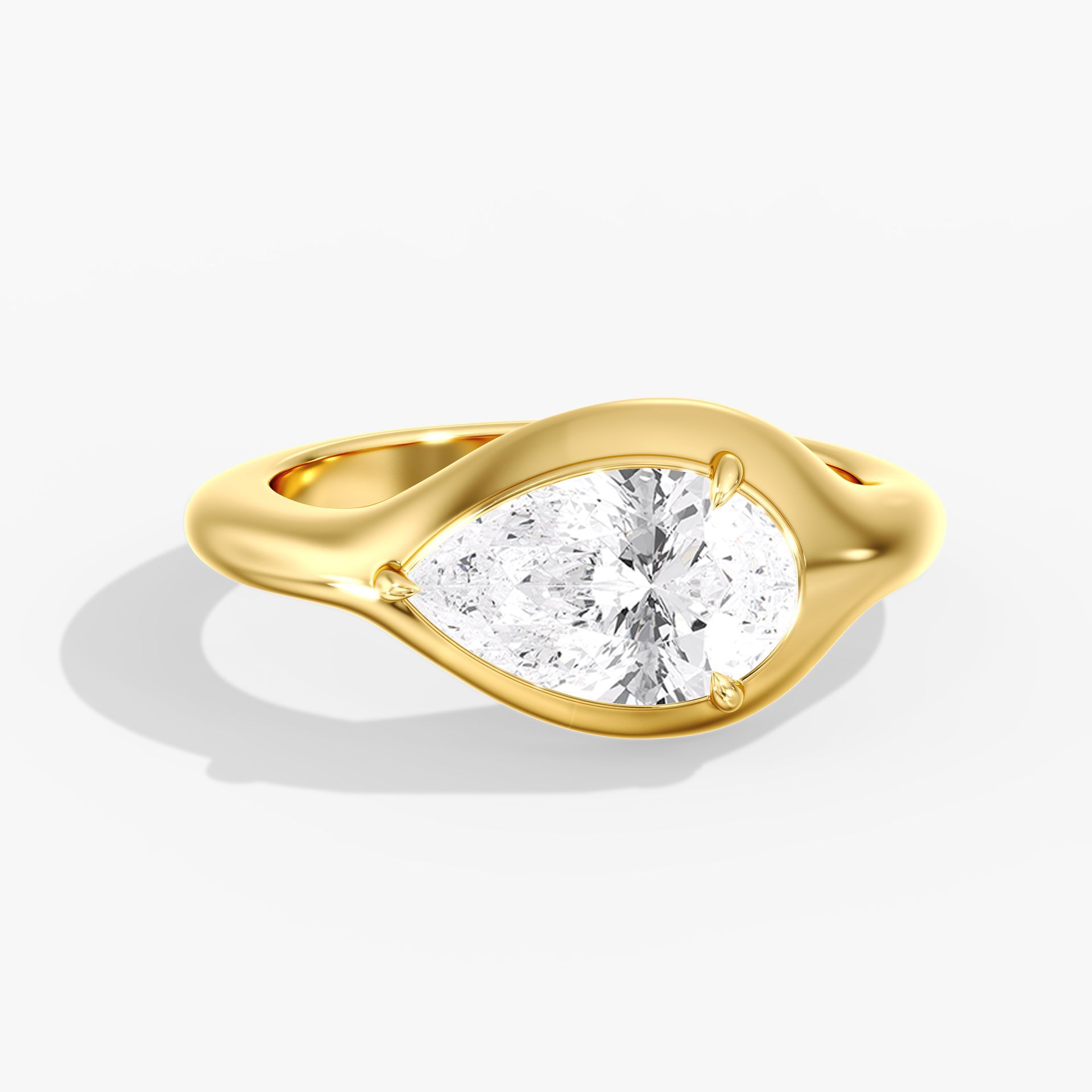 Bold Gold East West Pear Ring