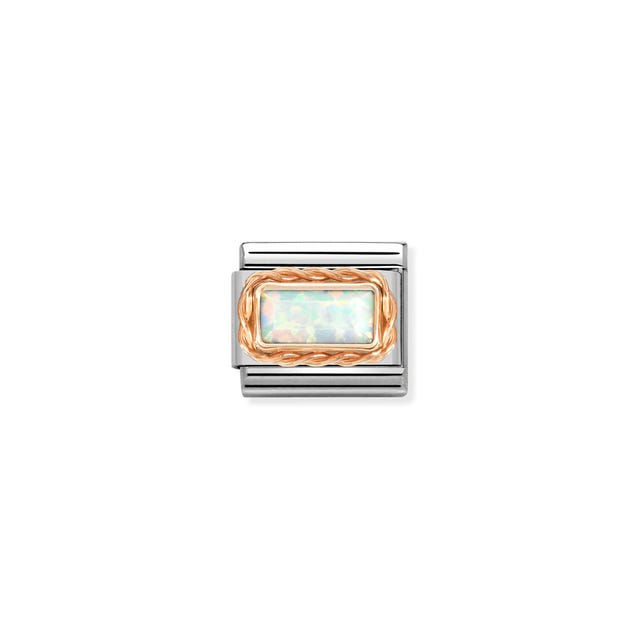 Charm, Composable® Link, White Opal in rose gold