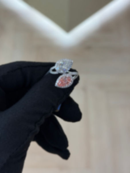 Pink Diamond and White Diamond Pear Cocktail Ring