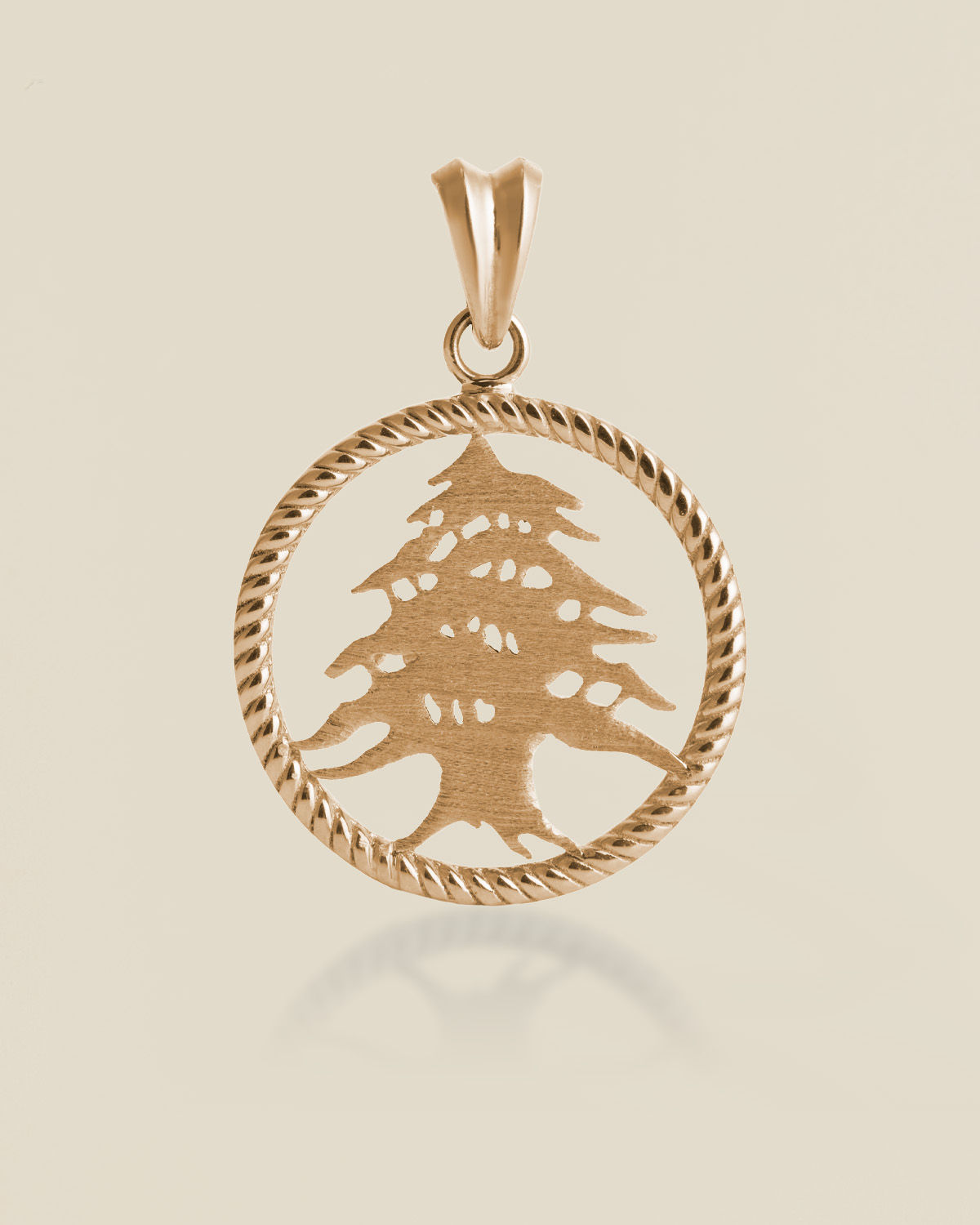 Lebanese cedar tree pendant medallion yellow gold