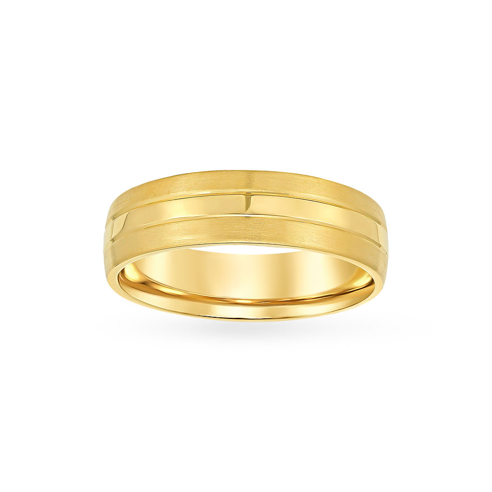 Thumbnail: Center Rail Dome Band men's wedding band, 14K yellow gold, 6 mm front view, Midas MB000447