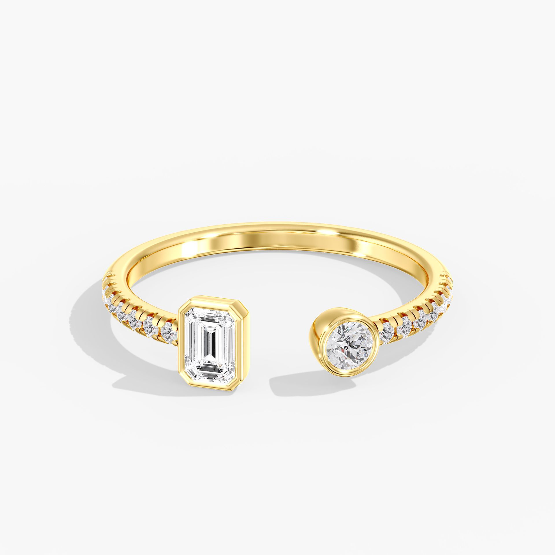 Petite Emerald Bezel Cuff Ring