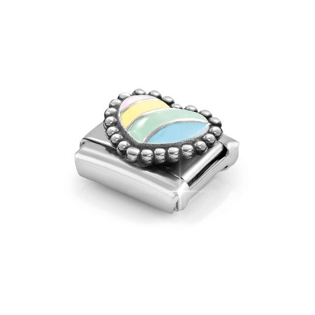 Thumbnail: Charm, Composable® Link, Pastel Stripe Heart, beaded setting