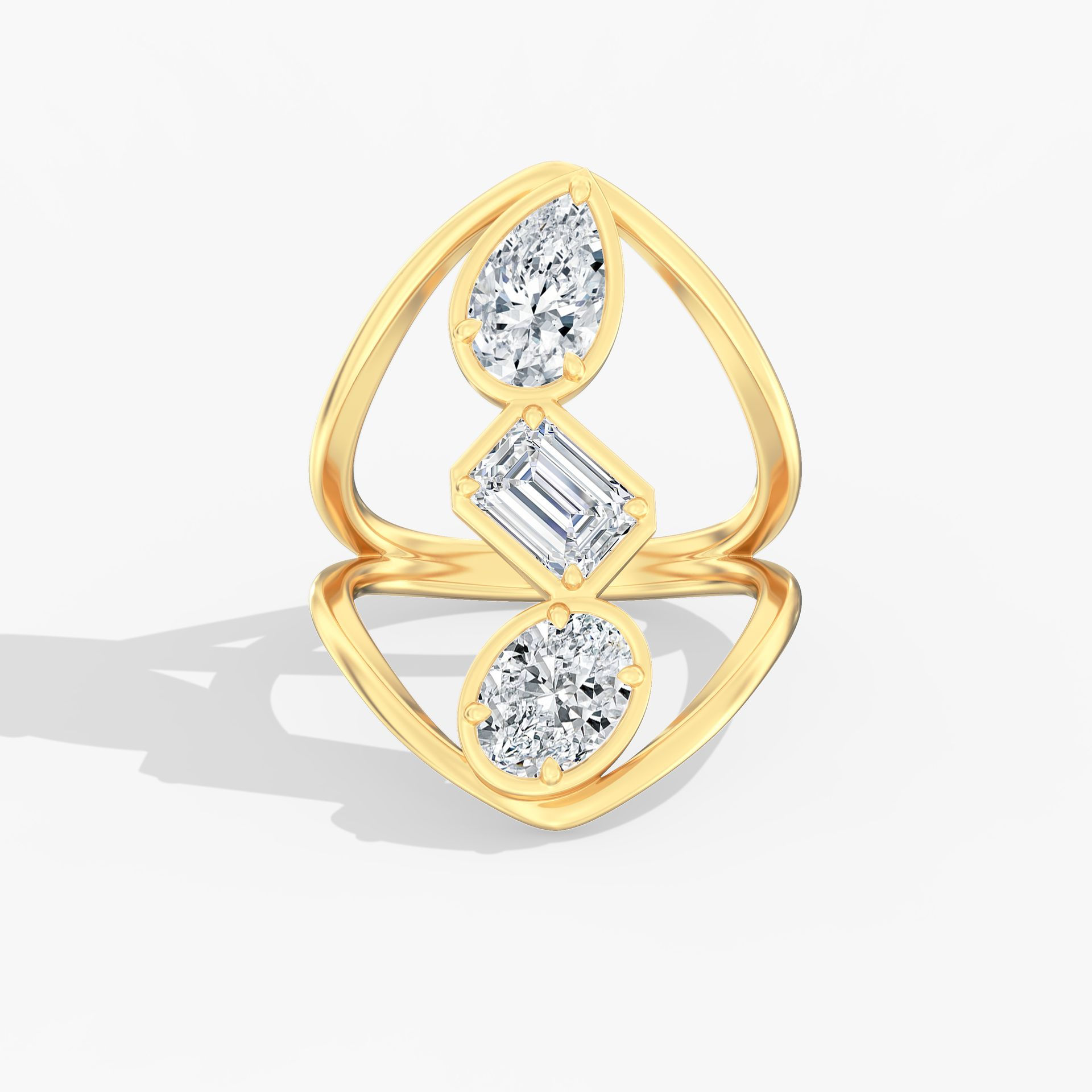 Gold Frame Multi Shape Statement Ring