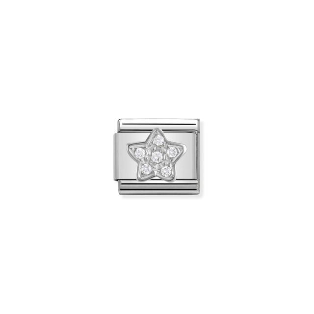 Charm, Composable® Link, Star in Silver and Stones