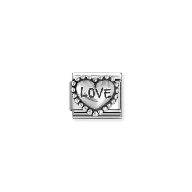 Charm, Composable® Link, LOVE Heart, beaded setting