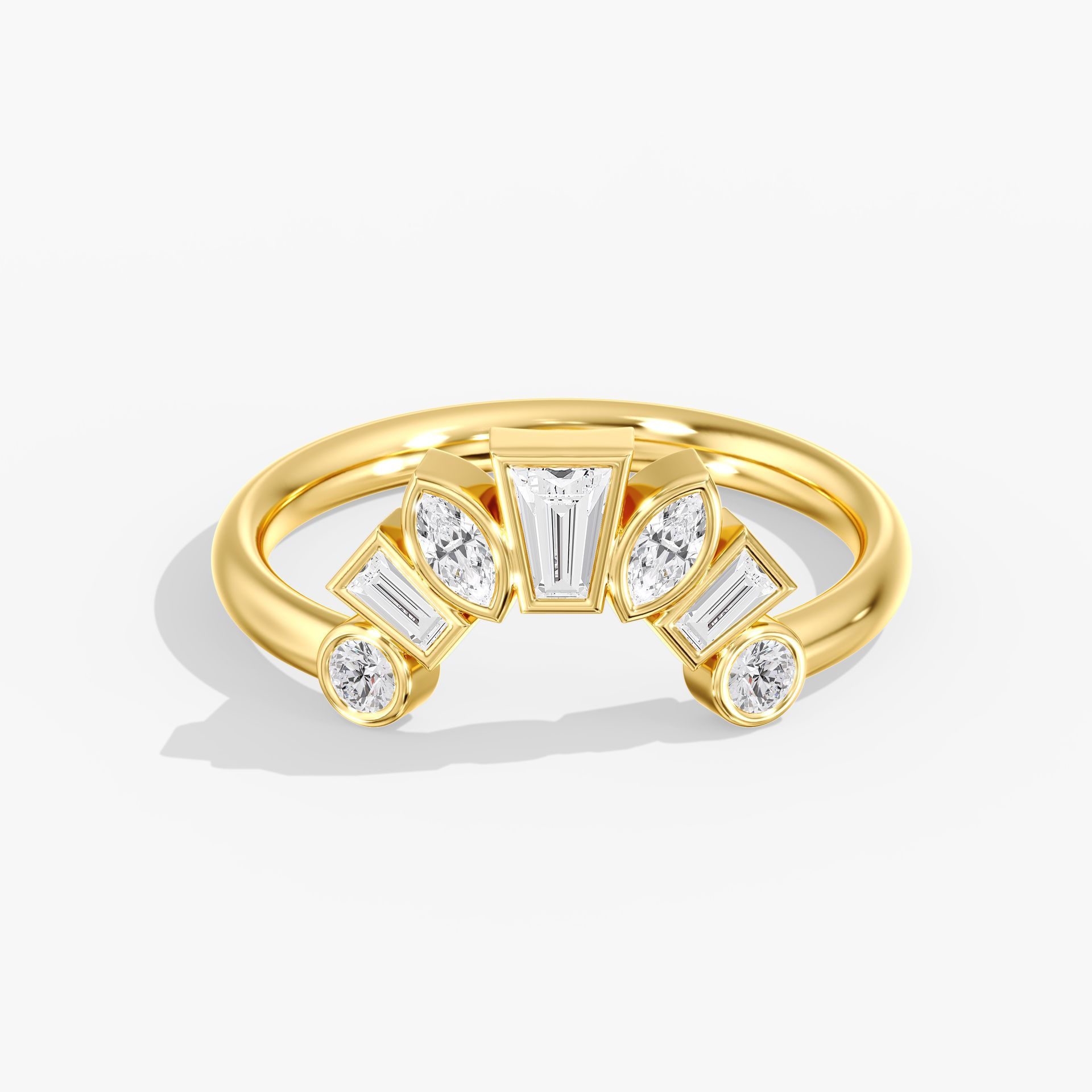Multi Shape Contour Bezel Ballerina Band