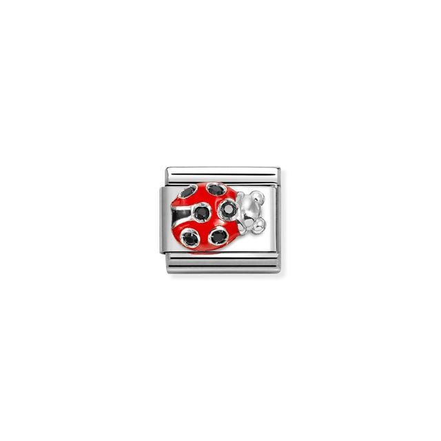 Charm, Composable® Link, Ladybug Red, Black CZ