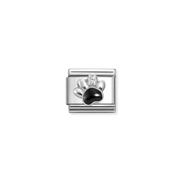 Charm, Composable® Link, Black Paw Print, CZ