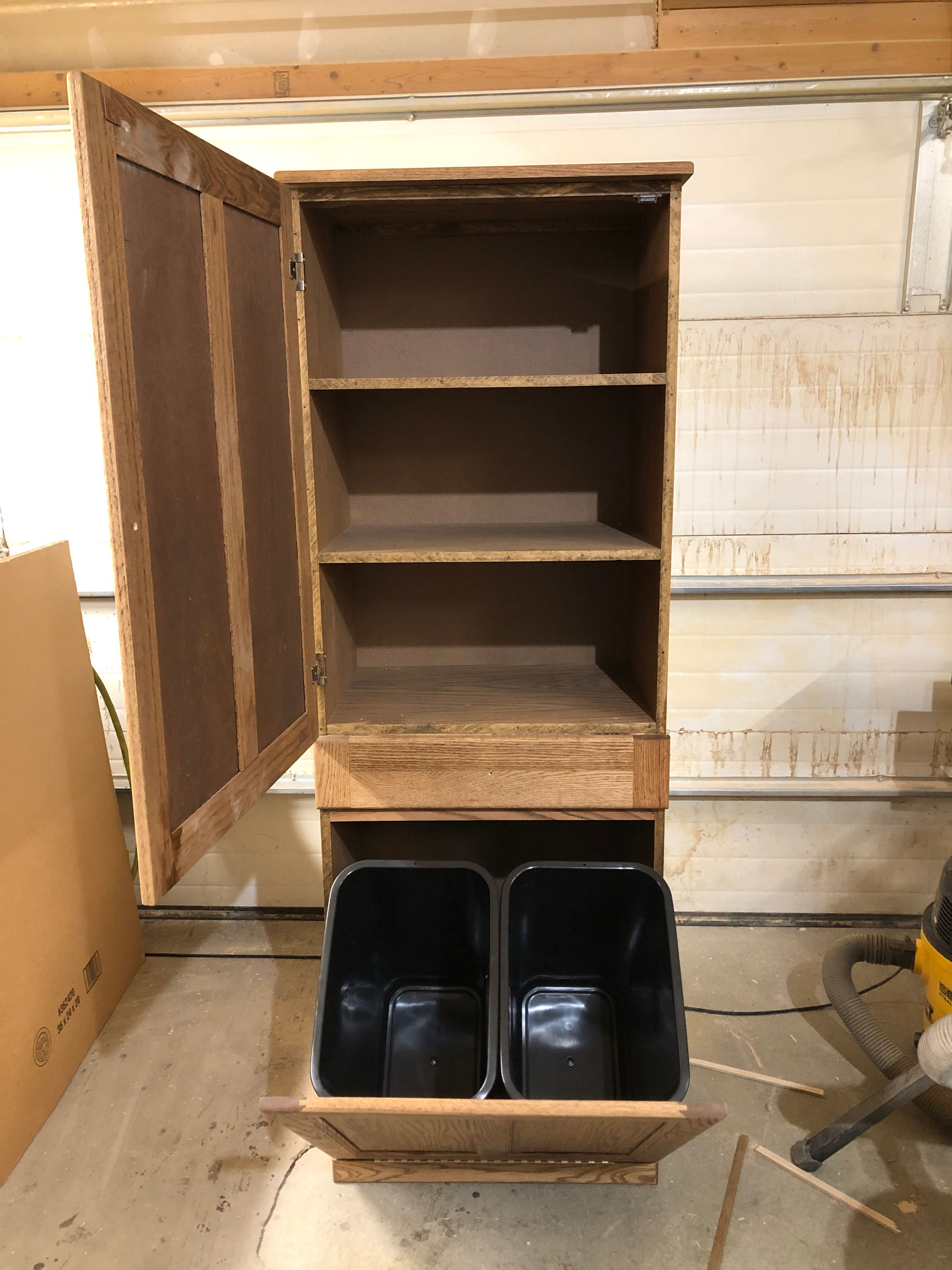 Oak Double With Top Cabinet and Drawer