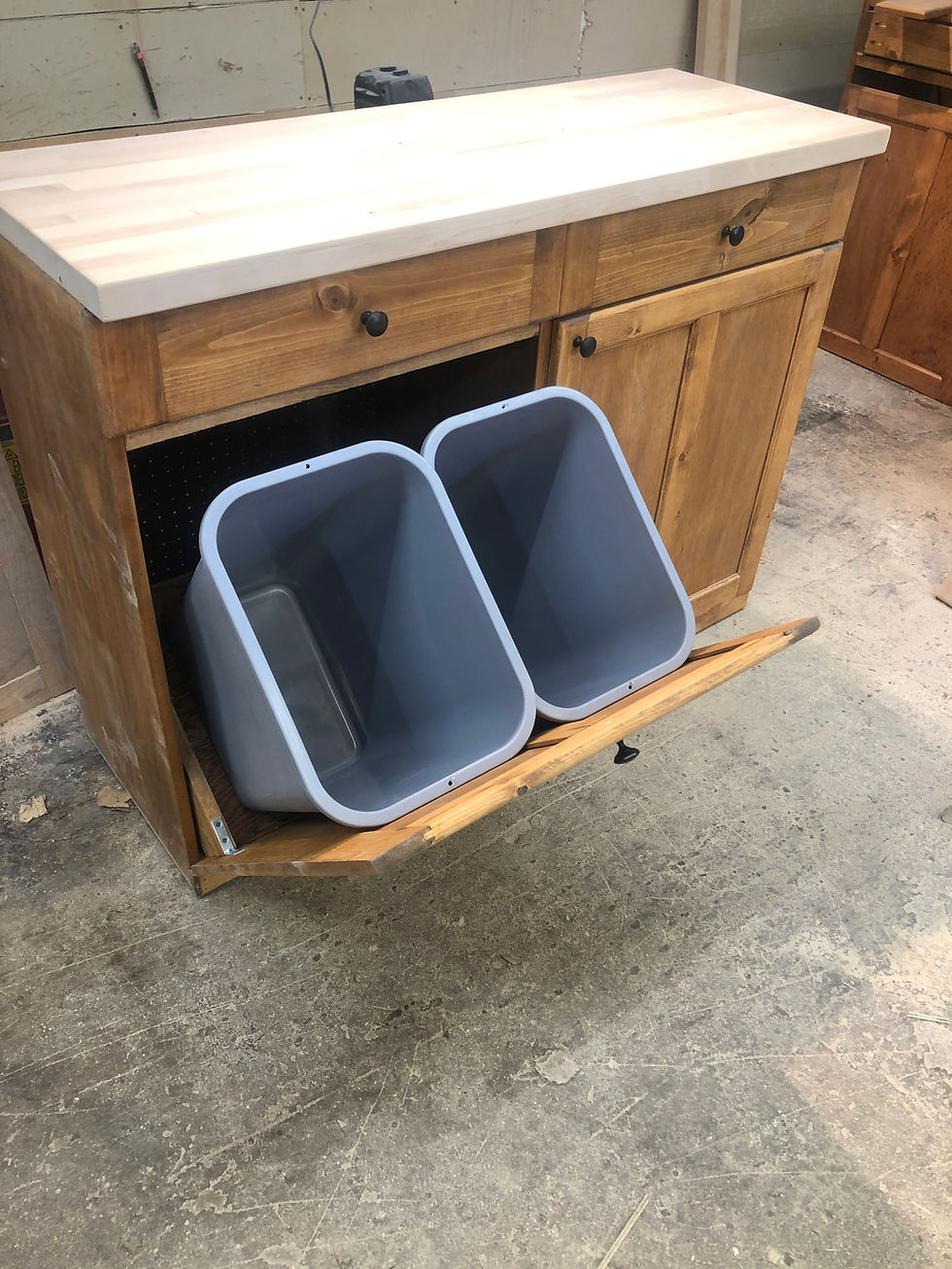 Thumbnail: Pine Double With Large Side Cabinet and Drawers With Butcher Block Top