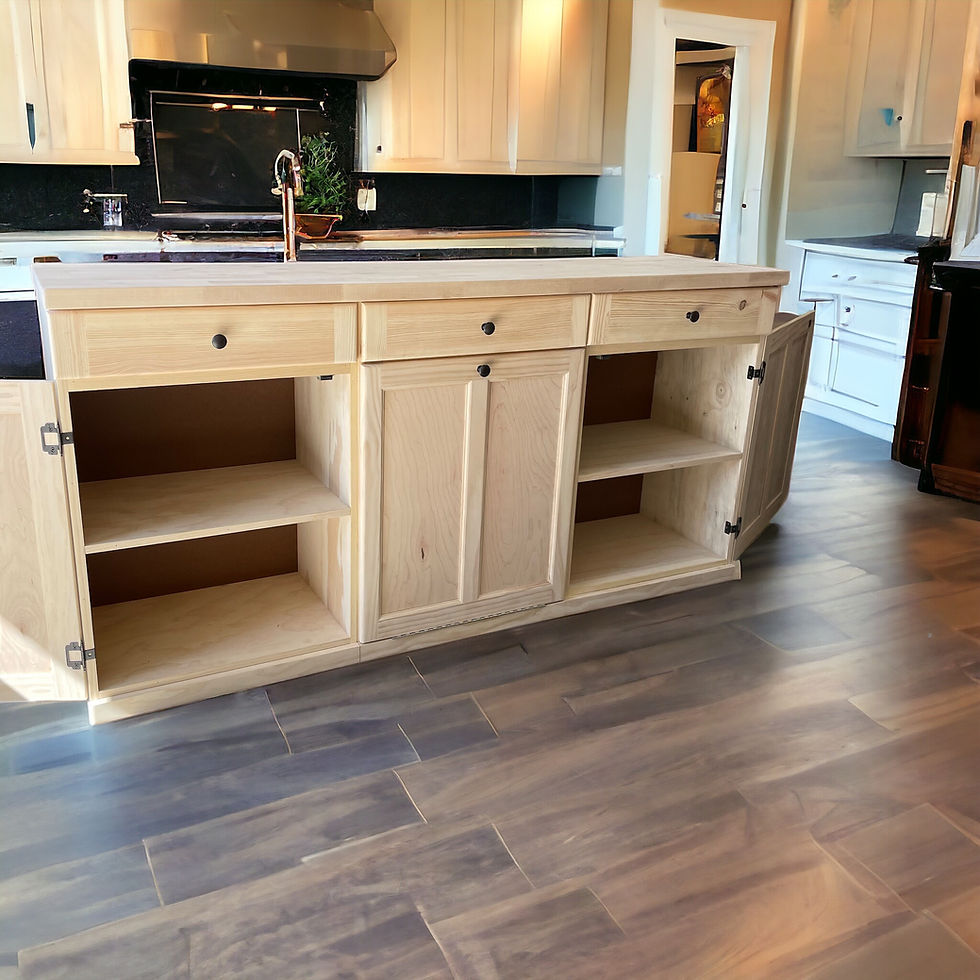 Thumbnail: Pine Shelf/Dbl Trash/Shelf With Drawers Add Butcher Block