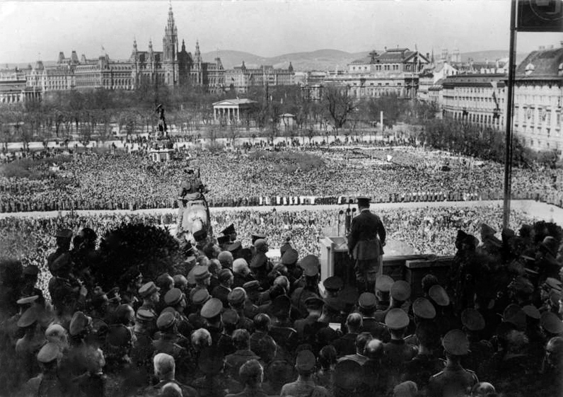 Adolf Hitler announces the Anschluss of Austria from Heldenplatz in 1938