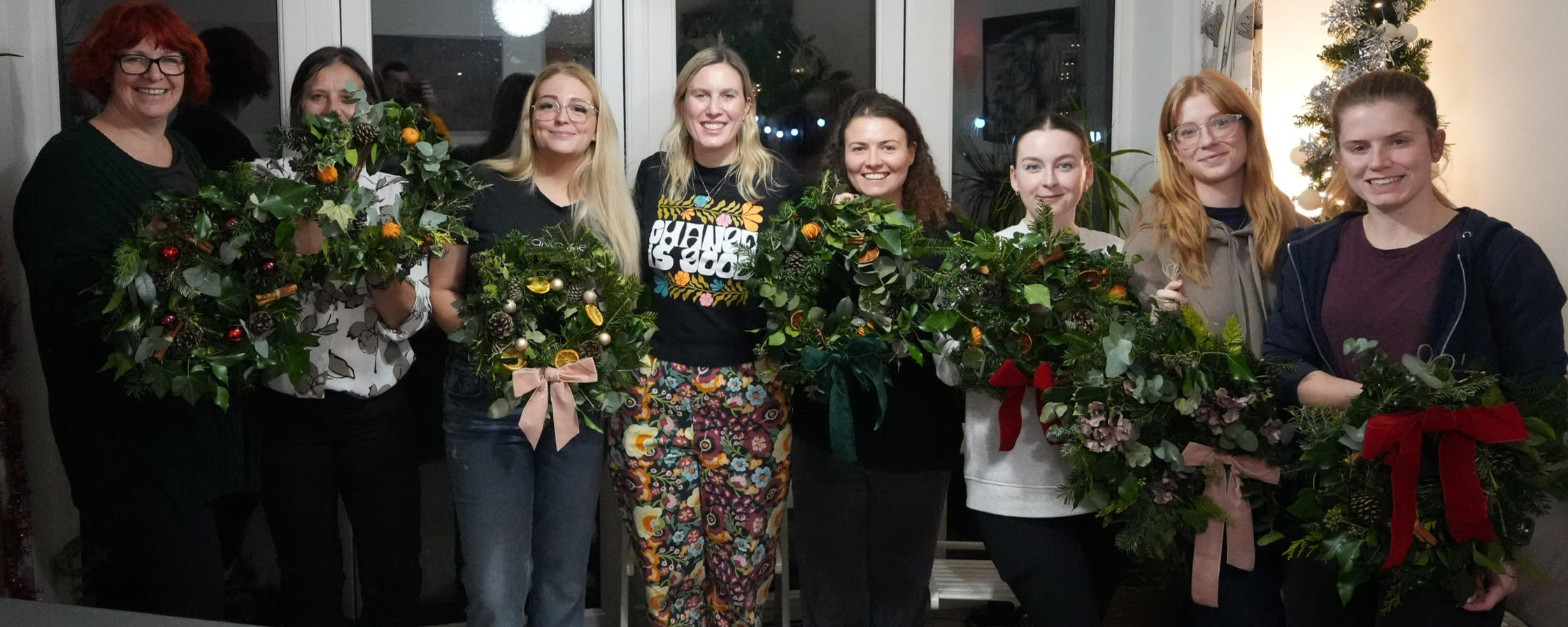 Group at a festive wreath workshop