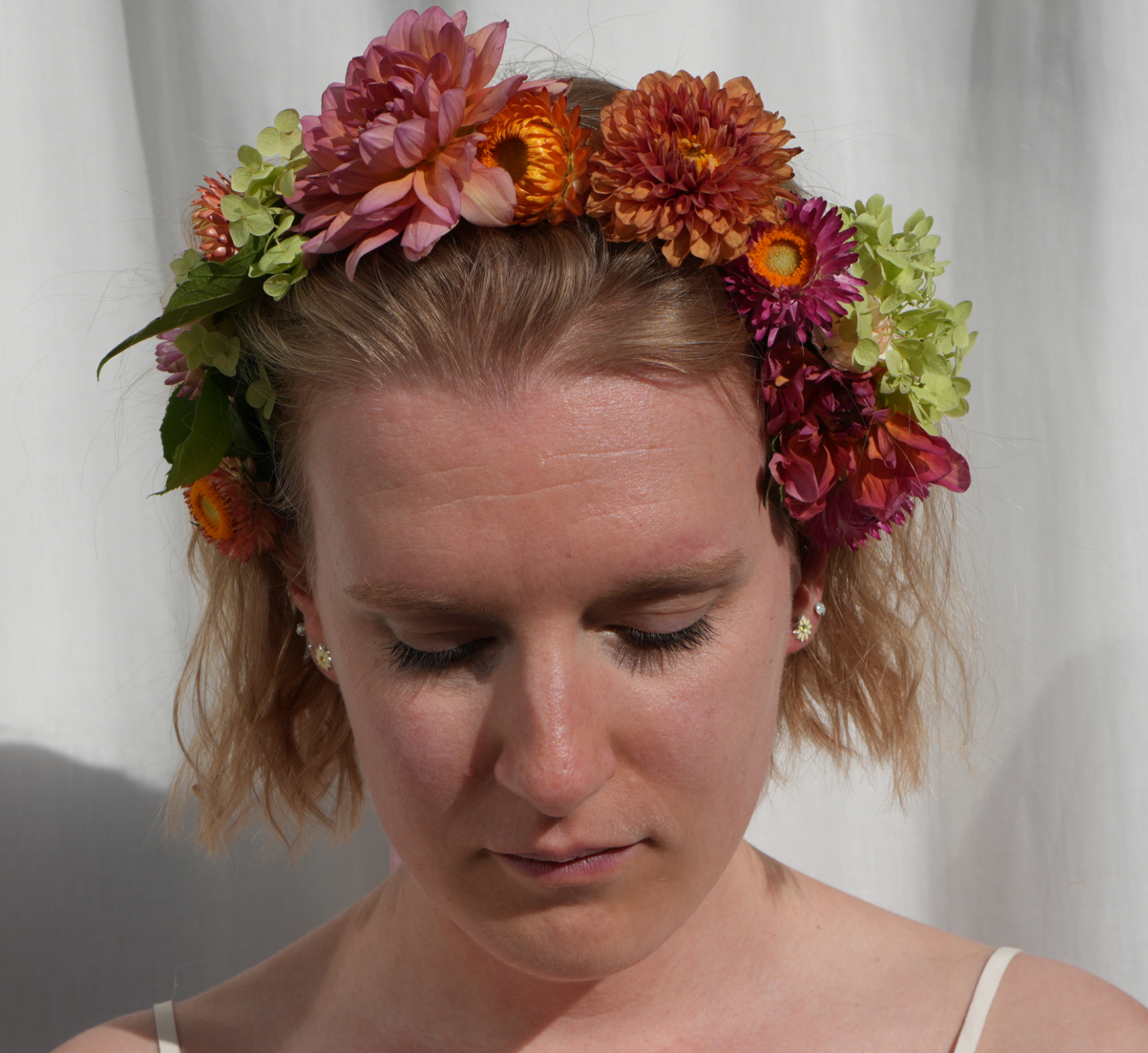 Colourful dahlia Eleanor flower crown