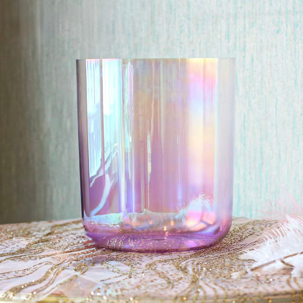 Thumbnail: Angel’s Light Sound Of Miracles  (Clear Aurora amethyst & rose) Crystal Bowl