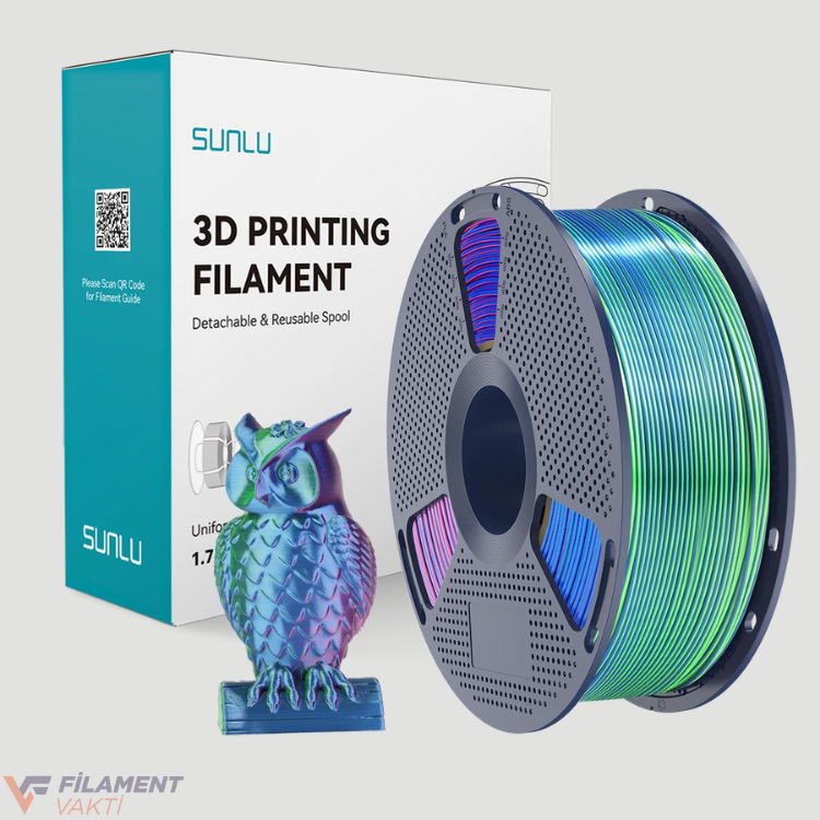 Sunlu Silk PLA+ 3 Renk Mavi – Yeşil – Mor Filament
