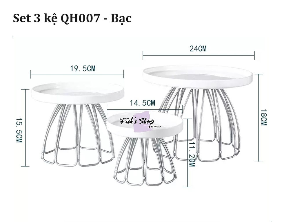 Thumbnail: Khay đựng bánh sinh nhật, điểm tâm set kim loại sứ