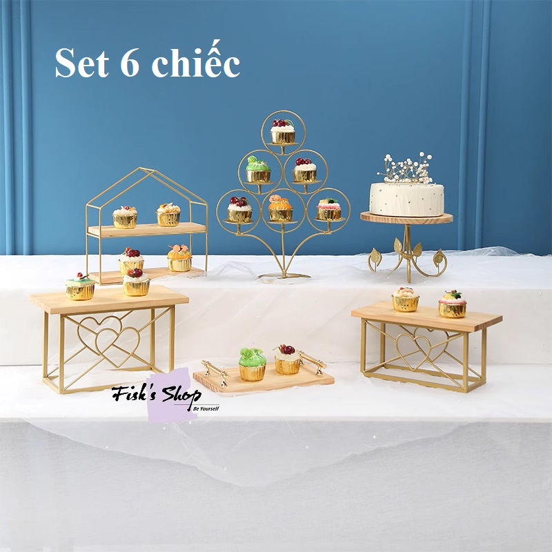 Thumbnail: Khay đựng bánh sinh nhật, điểm tâm set khối gỗ