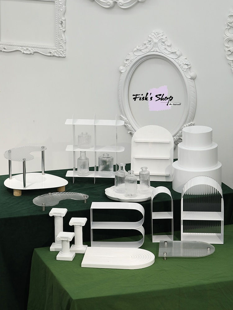 Khay đựng bánh sinh nhật, điểm tâm màu trắng hiện đại