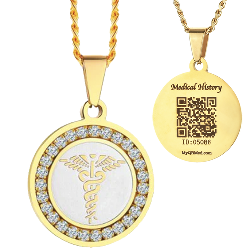 Elegant Medical ID Alert QR Necklace/Keyring MyQRMed