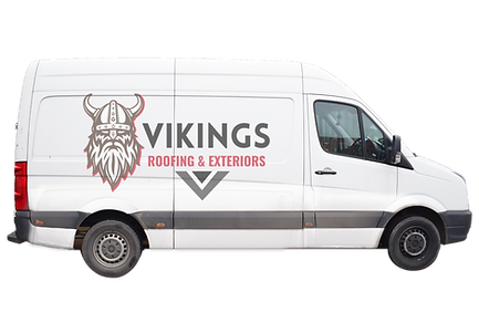 Vikings Roofing & Exteriors service truck used for professional roofing and restoration work.