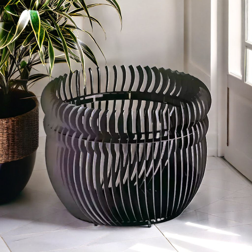 Elegant round aluminium indoor and patio basket
