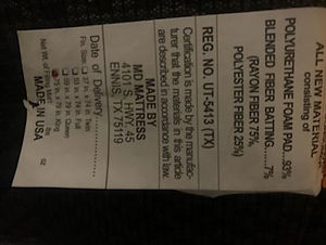 Picture of Law Tags on Mattres