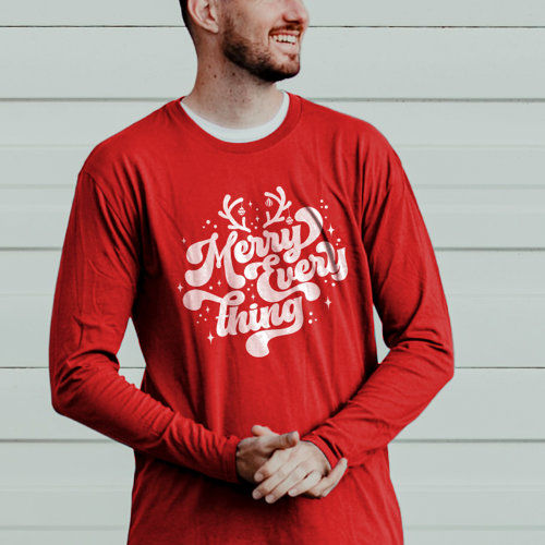 Retro Red White Merry everything Merry Christmas T-Shirt