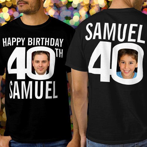40th birthday custom name photo template white T-Shirt