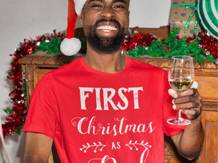 Hot Review! First Christmas as Dad family matching white text T-Shirt