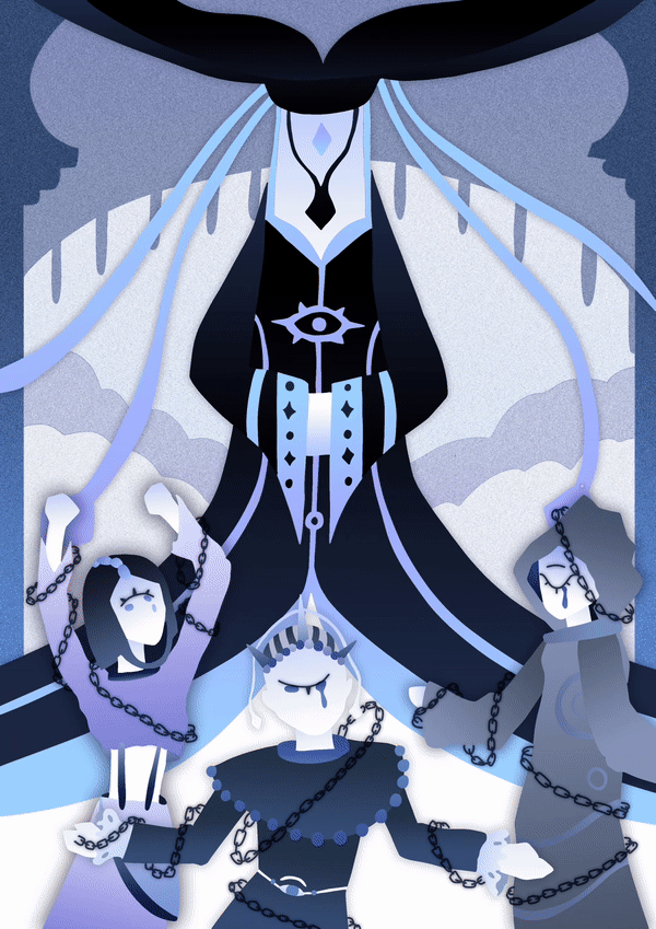 tarot card evil and good illustration
