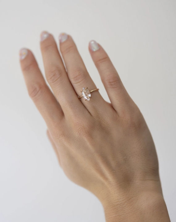 Herkimer Diamond Ring in Gold Filled