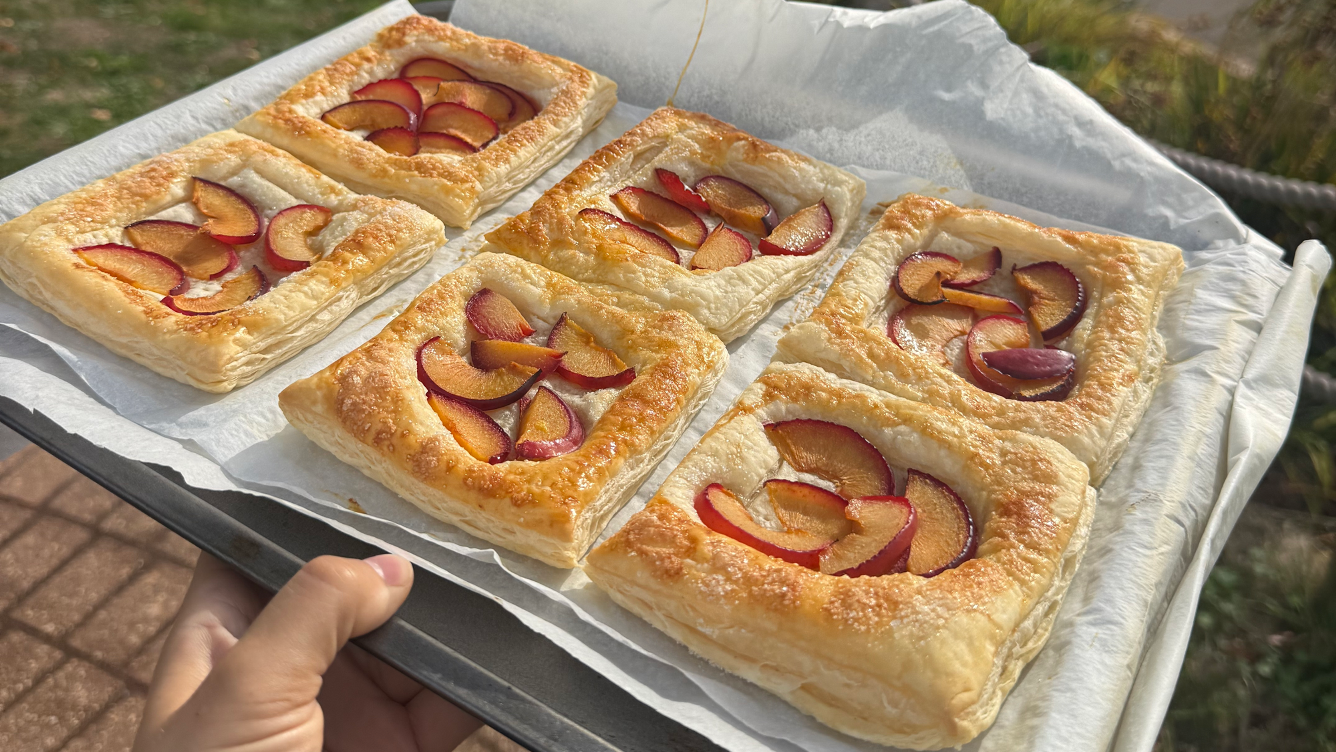 Plum tarts made by a young person at Bale’s Farm as part of a hands-on baking activity, developing practical life skills, creativity and confidence.