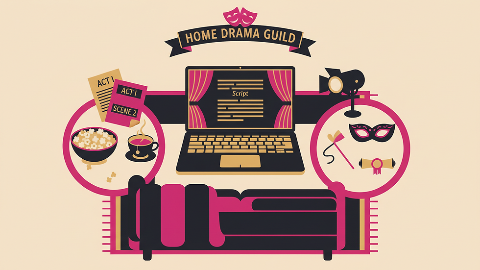 High angle view of a cozy home drama setup with scripts and props