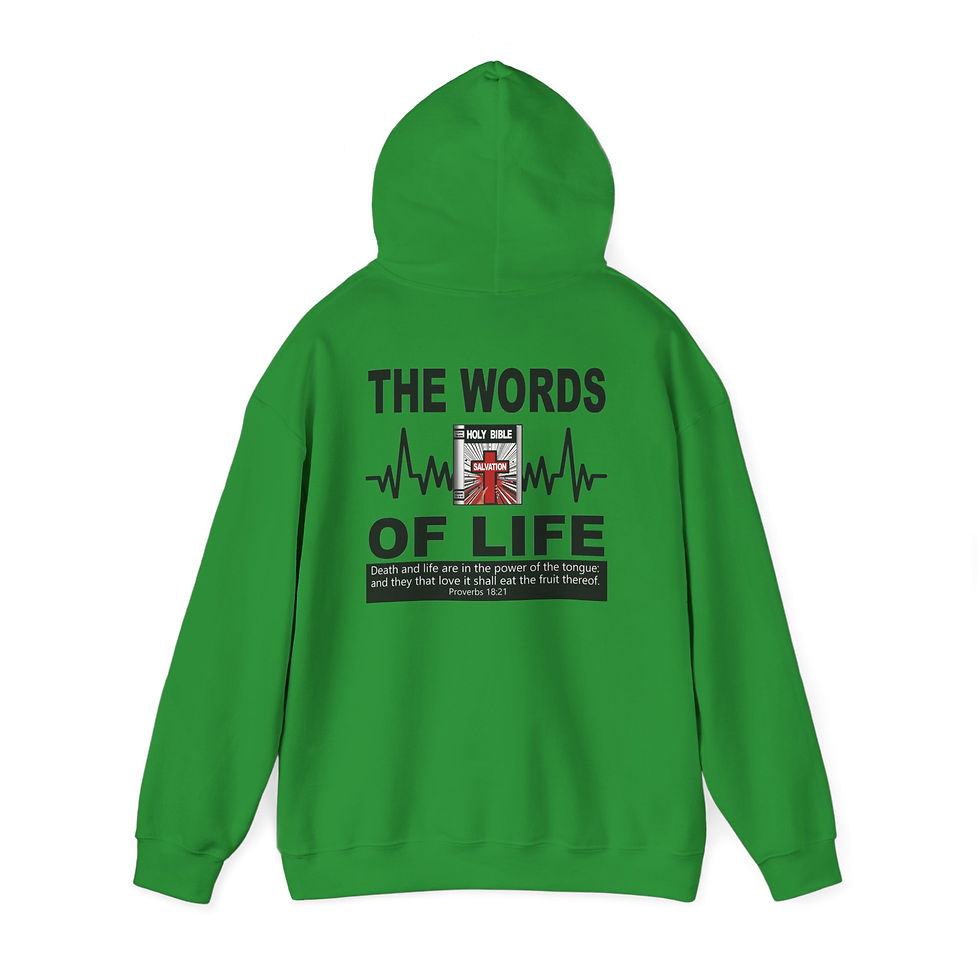 Thumbnail: The Words of Life Christian Hoodie Faith Hoodie Religious Graphic Pullover