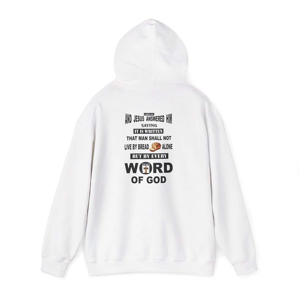 Thumbnail: Every Word of God Biblical Verse Hoodie Print Design on Back Faith Hoodie