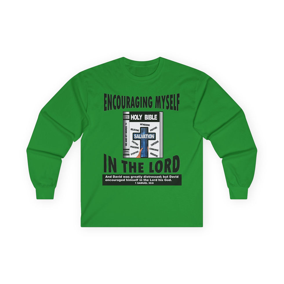 Thumbnail: Encouraging Myself In The Lord Long Sleeve Tee Bible Salvation Faith Shirt