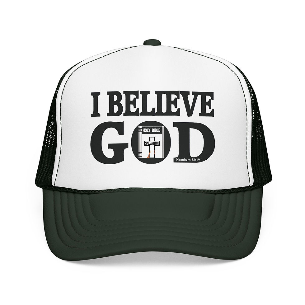 Thumbnail: I Believe God Trucker Hat Faith Statement Foam Mesh Cap