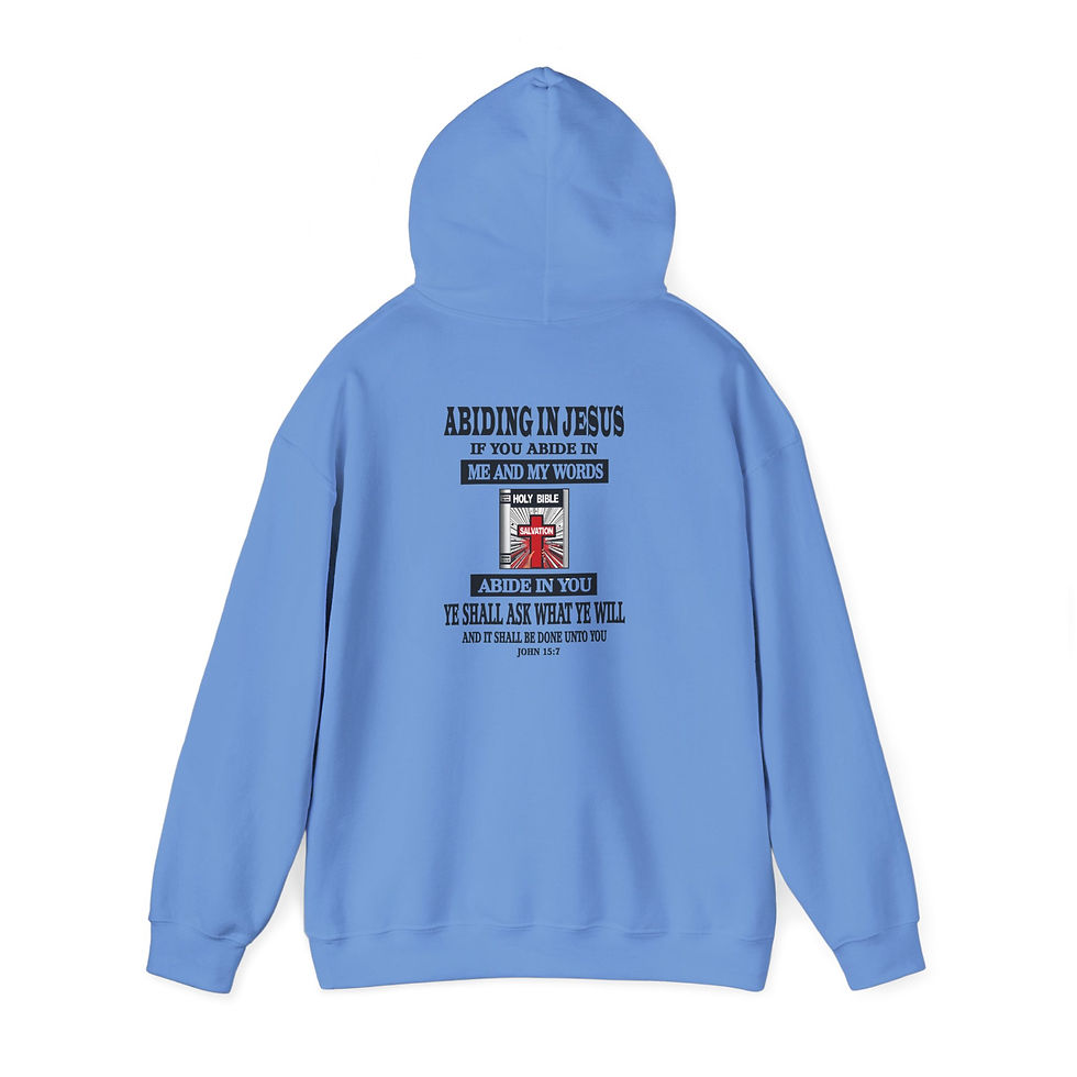 Thumbnail: Abiding in Jesus Hoodie Christian Faith Pullover with Bible and Cross Emblem