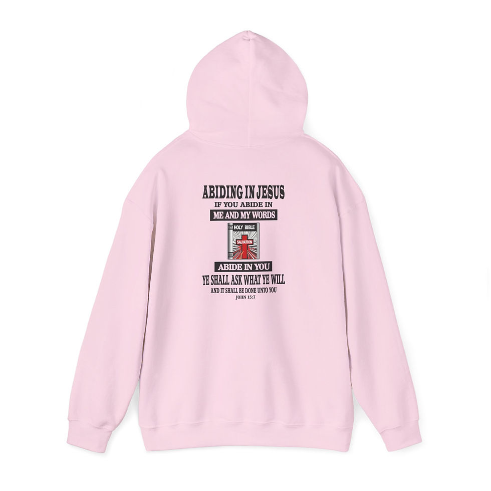 Thumbnail: Abiding in Jesus Hoodie Christian Faith Pullover with Bible and Cross Emblem