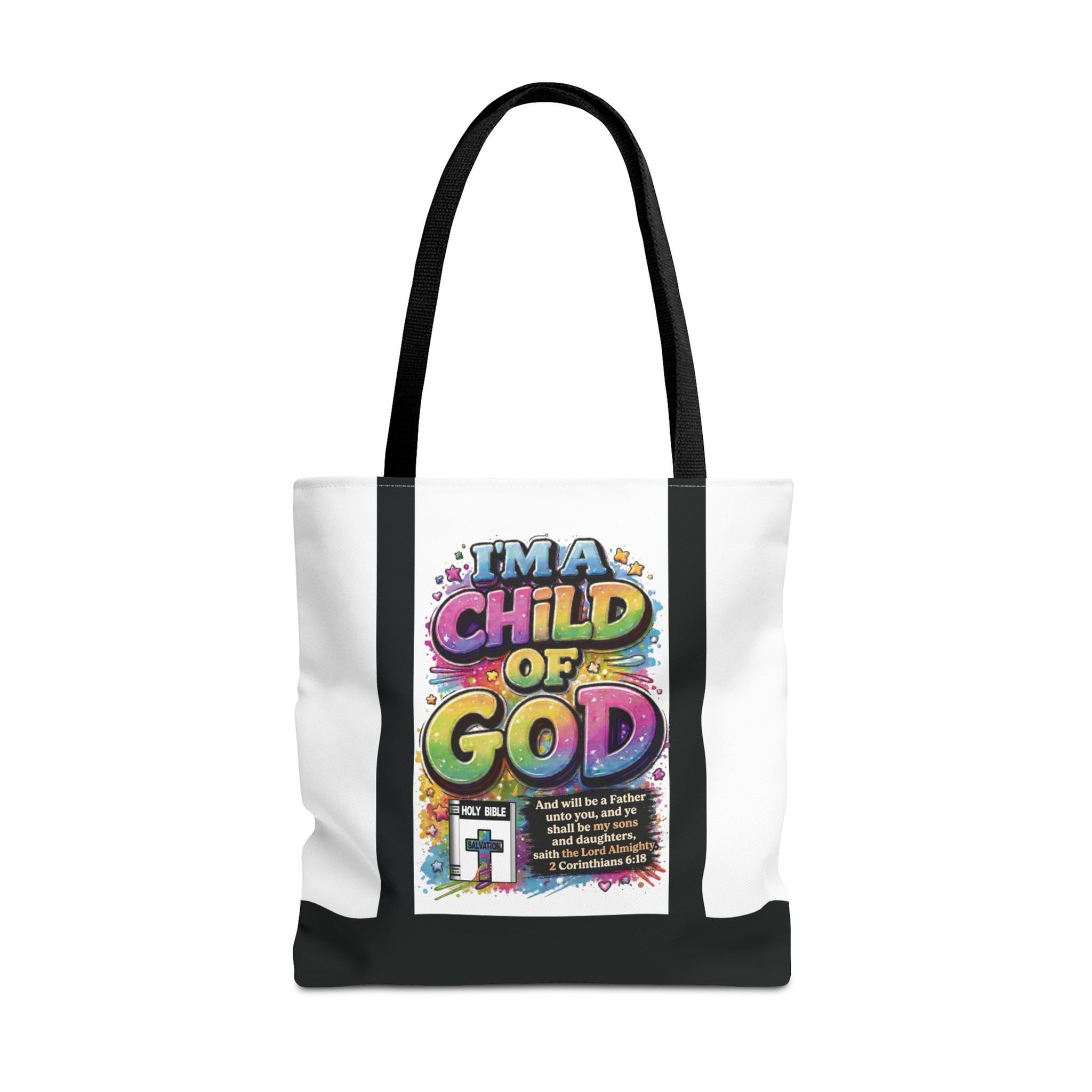 I'm a Child of God Religious Tote Bag Colorful Faith Graphic