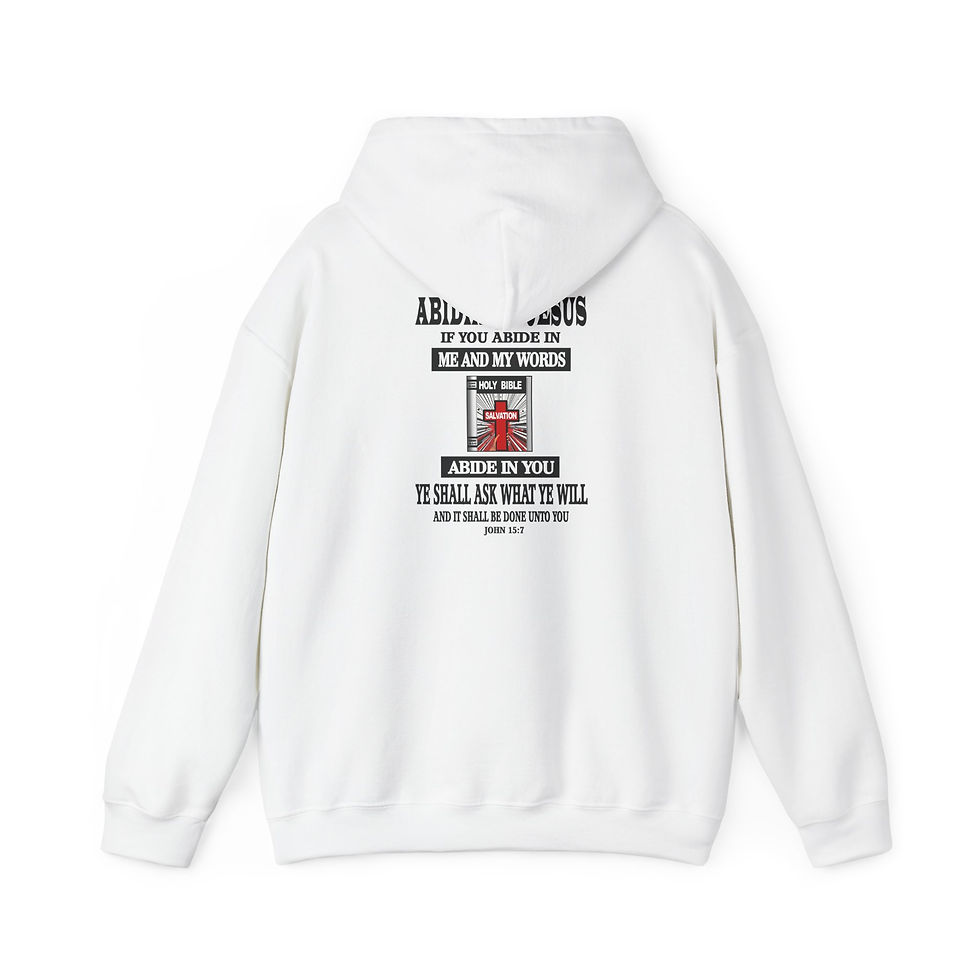 Thumbnail: Abiding in Jesus Hoodie Christian Faith Pullover with Bible and Cross Emblem
