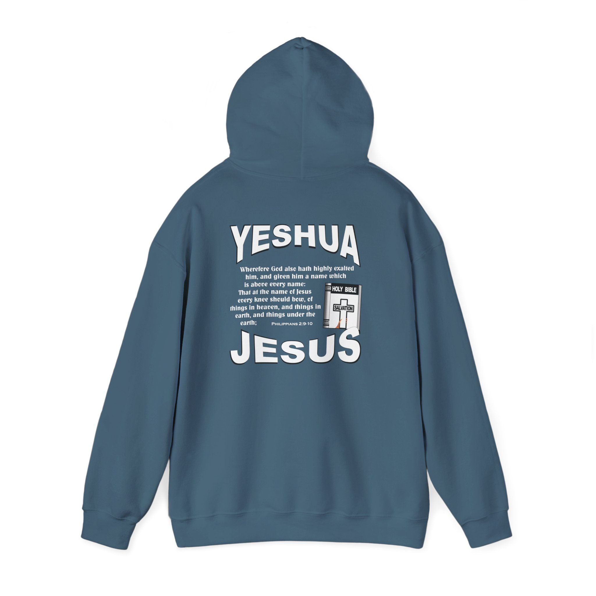 Yeshua Jesus Cross Hoodie Inspirational Christian Hoodie with Scripture Design